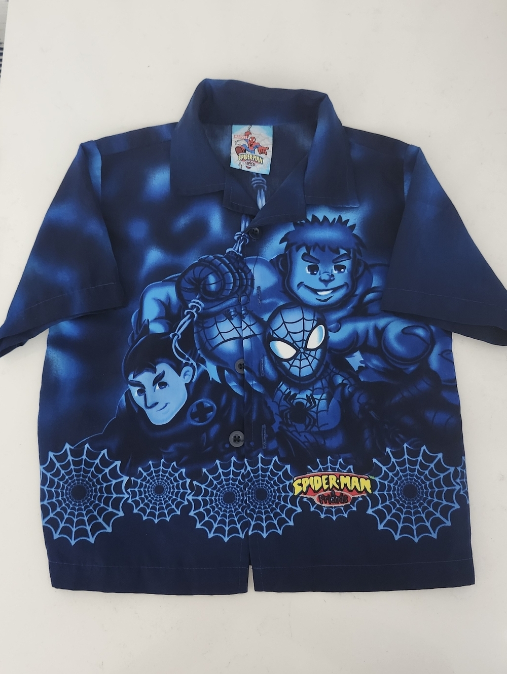 Marvel Toddler Boys Blue Spider-Man Graphic Button Down Shirt 3T